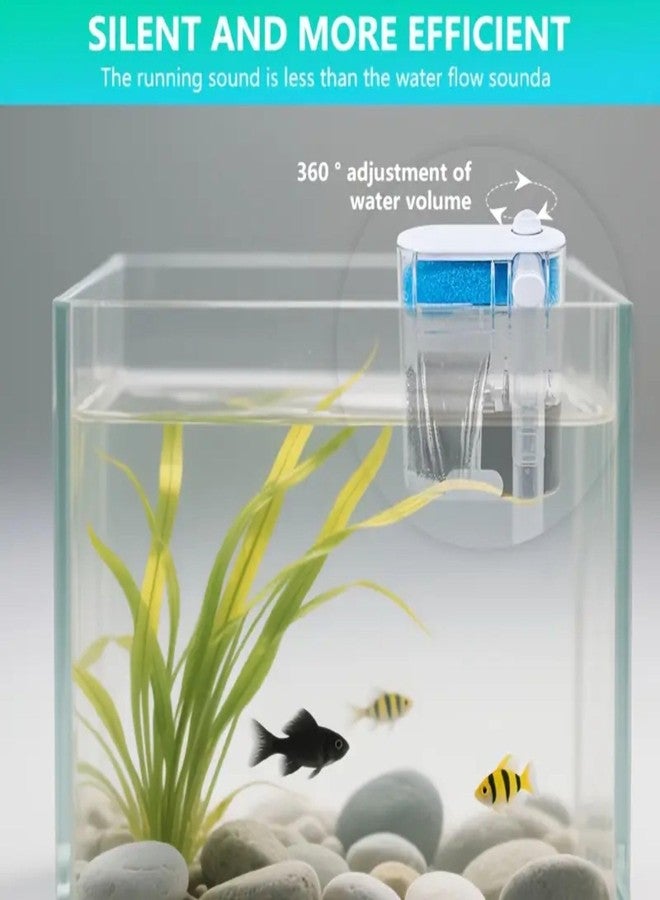 VAYINATO Nano Hang-On Back Filter for Nano Aquariums - Surface Skimmer, Multi-Layer Filtration, Flow Control - Quiet Compact Filter for Small Fish & Shrimp Tanks (Up to 40L) - Image 2